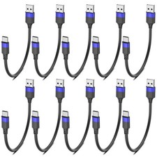 6 inch Short USB C Cable Bulk 10 Pack, Multipack Short USB A to USB C Cable for picture