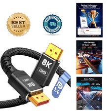 High-Performance 8K DisplayPort Cable 3.3ft - Braided, Male-to-Male Connectors picture