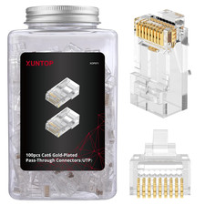 100-Pack RJ45 Connectors for Cat6 Cat5 Cat5e Gold-Plated RJ45 Pass Through Conne picture
