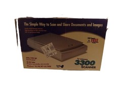 VISIONEER 3300 FLATBED SCANNER - NEW IN BOX - PARALLEL PORT, COMPLETE.   picture