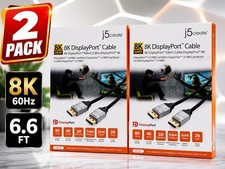 2-Pack j5create 8K DisplayPort Cable DP 1.4 HBR3 6.6ft 8K 60Hz 4K 120Hz JDC43 picture