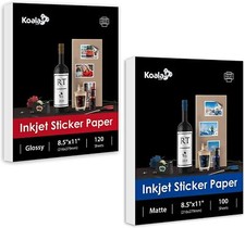 Koala Sticker Paper for Printers, Glossy + Matte, 220 Ct Full Sheet Blank Labels picture