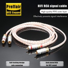 ​Pair OCC Pure Copper Wire Gold-Plated RCA Plug​ ​HiFi Audio ​RCA Cable picture