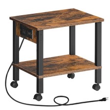 2-Tier Printer Stand Charging Station Rustic Brown Black Cart BF38UPS01 picture