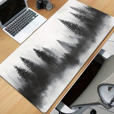 1pc Black - and - white forest silhouette, HD Printed Pad for Desk, Multi Func picture