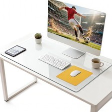 Tempered Glass Desk Pad to Protect Desk,Clear Office Desk Pad for Keyboard and picture