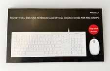 Macally 104-Key USB Wired Keyboard & Optical Mouse Combo White Mac & PC (NEW) picture