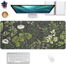 Sage Green Floral and Plant Desk Pad Mouse Pad,Large Gaming Mouse Mat with St... picture