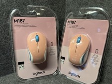2x Logitech Wireless Mini Mouse M187 Pocket Size Ultra Portable For Laptops Pink picture
