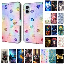 Bird Wolf Cat Wallet Cover Case For OPPO Find X5 Realme 9 Nokia G22 G60 G21 G10 picture