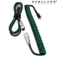 Custom Coiled Aviator GX16 USB-C Mechanical Gaming Keyboard Cable 4ft - DarGreen picture