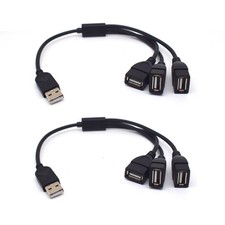 2pcs USB A Male to 3 USB A Female Data Sync & Charging Adapter Extension Cable picture