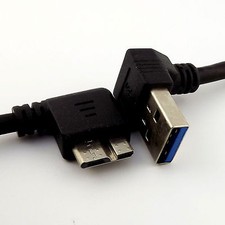 Micro USB 3.0 Type B Male Left Angle to Down 90° Angle A Male Data Adapter Cable picture