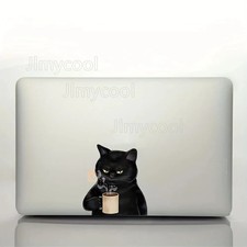 A Cute Cartoon Cat Drinking Coffee Sticker for Laptop Home and Car Decoration picture