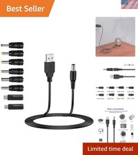 Versatile USB to DC 5V Power Cord - 5FT Length with 8 Adapters for Household Use picture