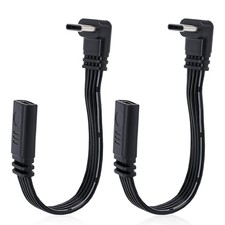 90 Degree USB C Extension Cable 2 Pcs Right Angle Male to Female Short Cord picture