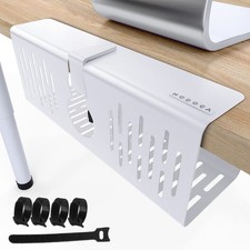 NODOCA No Drill Under Desk Cable Management Tray, 【Clip-on】14''×1pc, White  picture