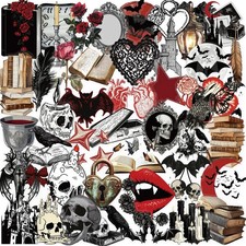 50Pcs Gothic Stickers Pack, Cool Retro Skull 1.5-2.2 inch, Multicolor picture