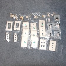 Lot of 30+ Keystone wall plates, RJ45, F Type, misc parts, White, most NEW picture
