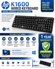 HP K1600 Wired Keyboard – Original Genuine HP – Full-Size USB Keyboard picture
