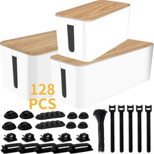128PCS Cable Management Box 3Pack Cable Management Kit for Power Strip to Hide W picture