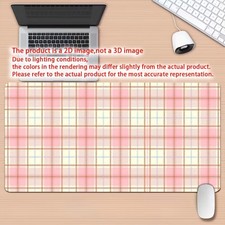 2D Flat Pink Brown Plaid Desk Mat Gaming Mouse Pad 1pc - Non-Slip Rubber Base, picture