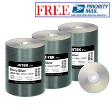 300 Pack Ritek Pro CD-R 52X 700MB Shiny Silver Lacquer Blank Recordable Disc picture