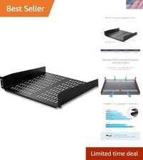 Versatile 2U Server Shelf - 16-inch Heavy Duty Steel Rack with Airflow Design picture