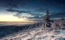 Landscape nature winter snow forest hills moon sunset Custom Gaming Mat Desk picture
