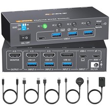 KCEVE 4K KVM Switch 4 Computers 1 Monitor HDMI USB-C DP EDID USB 3.0 60H picture