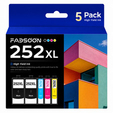 252XL Ink Cartridge 5PK BK/C/M/Y High Yield for WF-3620 WF-3640 WF-7610 WF-7620 picture