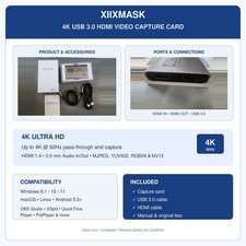 XIIXMASK USB 3.0 HDMI Video Capture Card 4K@60Hz Audio In/Out picture