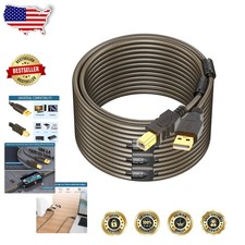 Heavy Duty 100ft USB 2.0 Printer Cord - Tangle-Free Nylon, Wide Comp. picture