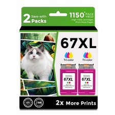 Compatible 67XL Ink Cartridge(Color 2-Pack) Replacement for HP 67 XL hp67xl h... picture