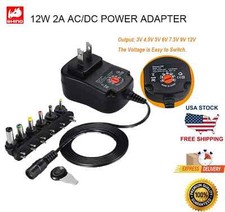 12W UNIVERSAL MULTI VOLTAGE AC/DC ADAPTER W/6 TIPS 3v/4.5v/5v/6v/7.5v/12v picture