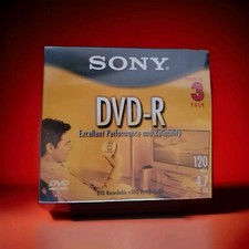 Sony DVD-R 4.7GB 120 Min Blank Recordable Discs 3-Pack Factory Sealed New NOS picture