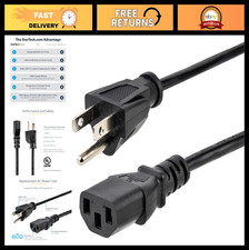 15ft Computer Power Cord NEMA 5-15P to C13, 10A 125V, 18AWG, UL Listed AC Cable picture