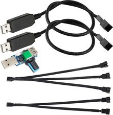 2pcs 12V Step-Up USB to 3-Pin / 4-Pin PWM 5V Sleeved Fan Power Adapter... picture