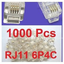 1000 PCS LOT CAT3 Phone Connector End RJ11 6P4C Modular Plug Telephone New picture