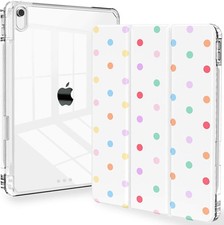 Slim Tri-Fold Stand Case for iPad 11th Gen 11 Inch 2025, Clear Back Cover, Polka picture