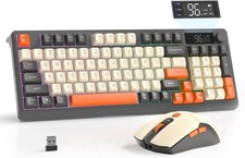 FREEWOLF T96 Wireless Dual-mode Keyboard and Mouse Combo, Media Knob, Display picture