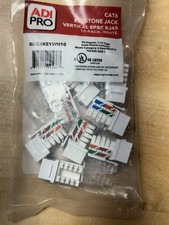 10 Pack Adi Pro CAT6 Keystone Jack Vertical 8P8C RJ45  White Finish 0E-C6KEYWH10 picture
