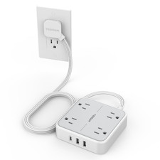 Tessan Surge Protector Flat Extension Cord 5Ft Flat Plug Power Strip 4 Outlets picture
