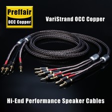 Pair Bi-Wire OCC Copper Audio Speaker Cable with HIFI Gold Plated Banana Plugs picture