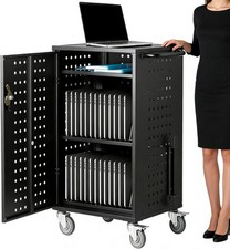 Lockable Steel Charging Cart Ventilated Mobile Station for Chromebook & Tablet picture