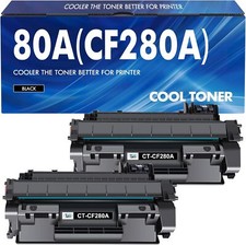 Cool Toner 80A CF280A Toner Cartridge 2 Pack Compatible Replacement for HP 80A picture