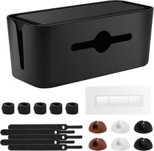Cable Management Box Cord Organizer Desk Floor Hide Power Strip HomeOffice Black picture