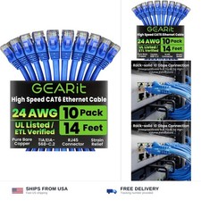 GEARit Cat 6 Ethernet Patch Cable 14 ft Blue (10 Pack) - Cat6 Patch Cables 14... picture