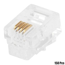 150 Pcs RJ11 6P4C Modular Plug Connector Crimp On For Flat Stranded Cable Wire picture