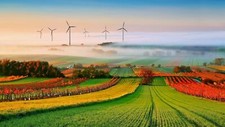 Landscape trees clouds field mist hills house vineyard Custom Gaming Mat Desk picture